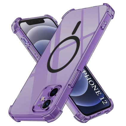 Techsuit Shockproof priehľadné silikónové puzdro MagSafe iPhone 12 dymovo čierne