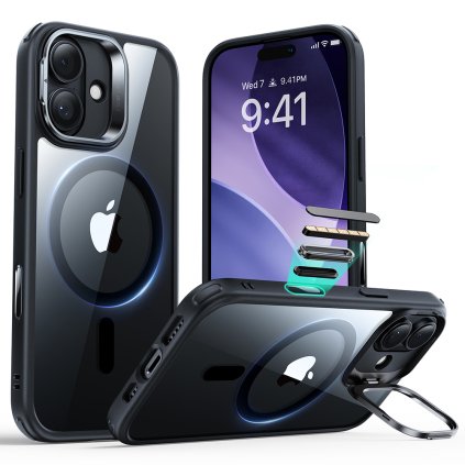 ESR Classic Hybrid HaloLock Kickstand iPhone 17 čierne priehľadné puzdro