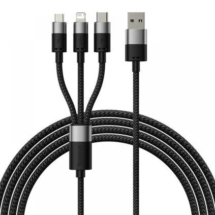 Baseus Data Cable StarSpeed rýchlonabíjací USB na Lightning Micro USB USB C 1.2m čierny