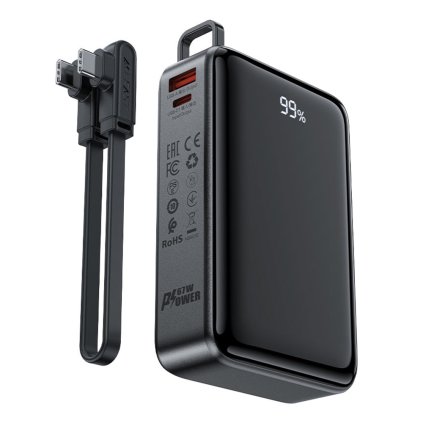 Acefast Power Bank M4 20000 s 100W rýchlonabíjacím káblom čierna