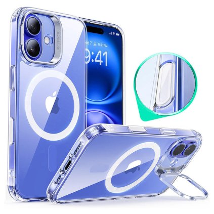 ESR Classic Hybrid HaloLock Kickstand puzdro iPhone 16 Plus priehľadné
