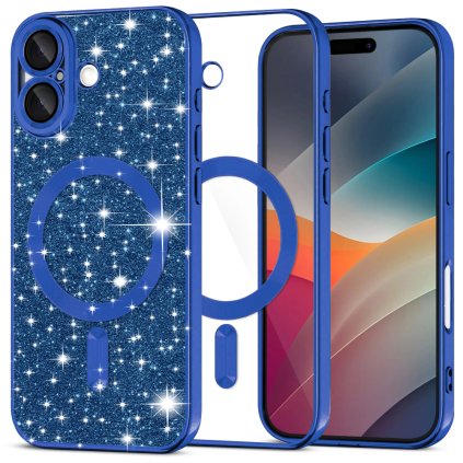 Techsuit Luxury Glitter MagSafe pre iPhone 17 tmavomodré puzdro