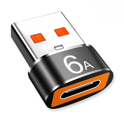 Techsuit Premium OTG Adaptér HyperPort A4 Type C na USB 5Gbps 6A 120W pre telefón čierna oranžová