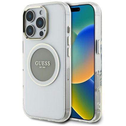 Guess IML Metal Colored Circle MagSafe puzdro iPhone 16 Pro Max sive