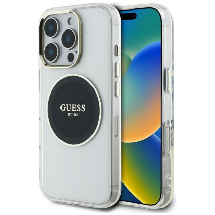 Guess IML Metal Colored Circle MagSafe puzdro iPhone 16 Pro Max čierna