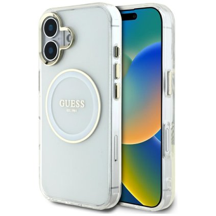 Guess IML Metal Colored Circle MagSafe Puzdro GUHMP16SHTDRCEDH iPhone 16 biela
