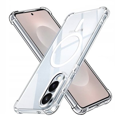 Techsuit Shockproof priehľadné silikónové puzdro MagSafe pre Samsung Galaxy S25 Edge priehľadné