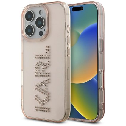 Karl Lagerfeld IML Rhinestones puzdro iPhone 16 Pro Max ružové logo