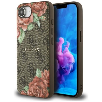 Guess Hardcase 4G Flower Print MagSafe iPhone 16e hnedé puzdro
