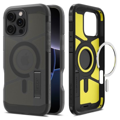 Spigen Tough Armor MagSafe pre iPhone 16 Pro v čiernej farbe Frost