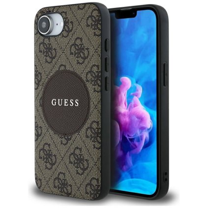Guess 4G Circle Classic Logo MagSafe iPhone 16e Hnedé puzdro