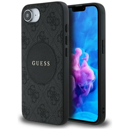 Guess 4G Circle Classic Logo MagSafe puzdro iPhone 16e čierne