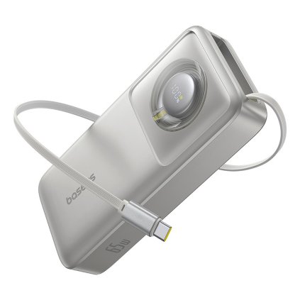 Baseus Power Bank Free2Pull s USB C káblom 20000mAh 65W sivá