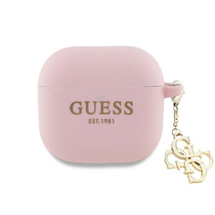 Guess Silicone s príveskom 4G Apple AirPods 4 ružová