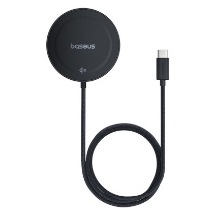 Baseus Magnetické Bezdrôtové Puzdro Nabíjačka Simple Mini4 s Držiakom USB C Qi2 15W 1m Kozmická Čierna