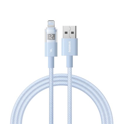 Baseus Dátový Kábel Displej 2 USB na Lightning Rýchle Nabíjanie Digitálny Displej 2.4A 1m Galaxia Modrá