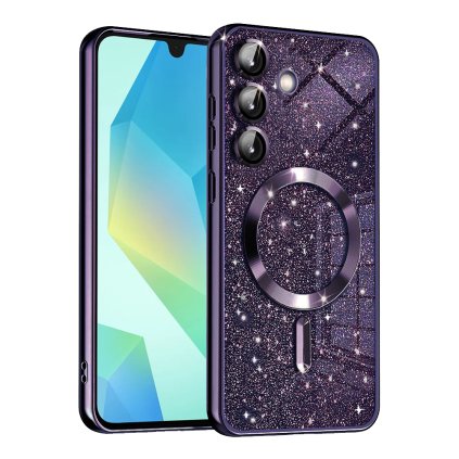 Techsuit Luxury Glitter MagSafe pre Samsung Galaxy A16 4G A16 5G tmavofialové puzdro