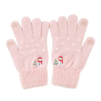 Rukavice Techsuit ST0011 z norkovej kožušiny ružové, veľkosť 21 cm