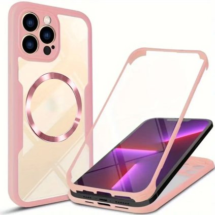 Techsuit ColorVerse 360 MagSafe Series + ochranné sklo iPhone 13 Pro Max ružová