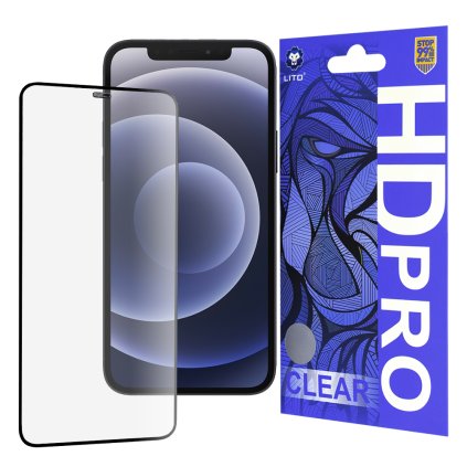 Lito HD Pro Clear ochranné sklo na iPhone 12 a 12 Pro Black