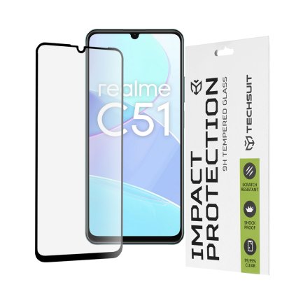 Techsuit 111D plné pokrytie celoplošné sklo Realme C51 Note 50 čierne