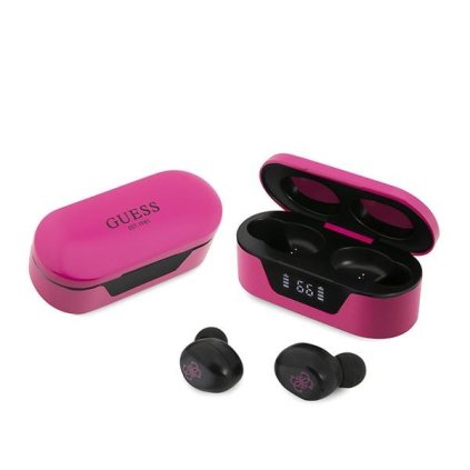 Guess - Bezdrôtové slúchadlá GUTWST31EM Bluetooth 5.0 USB-C LED displej IPX4 magenta