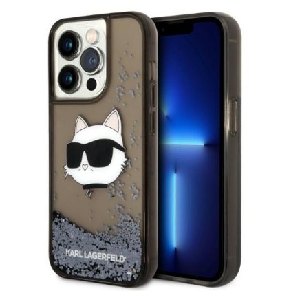Karl Lagerfeld Hardcase Glitter iPhone 14 Pro Max Choupette Head čierna