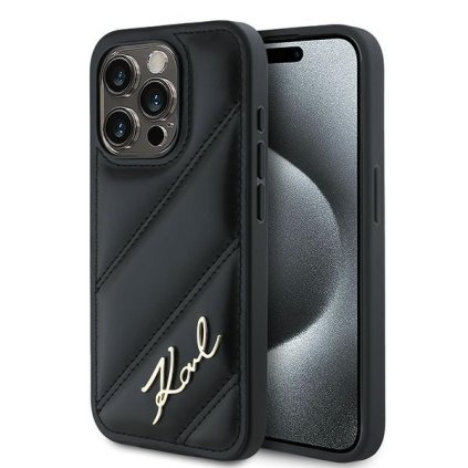 Karl Lagerfeld Diagonal Quilted Script pre iPhone 15 Pro Max čierna