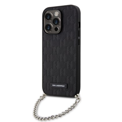 Karl Lagerfeld Saffiano Monogram Chain pre iPhone 14 Pro čierna
