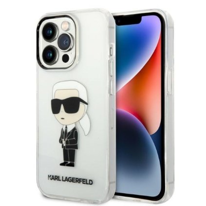 Karl Lagerfeld Hardcase priehľadný iPhone 14 Pro Ikonik Karl Lagerfeld