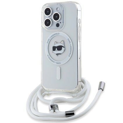 Karl Lagerfeld IML Crossbody MagSafe iPhone 15 Pro Max priehľadný Choupette Head Cord