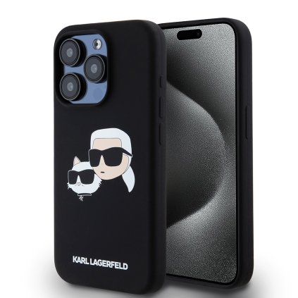 Karl Lagerfeld Silicone MagSafe iPhone 15 Pro Karl&Choupette Head ružová