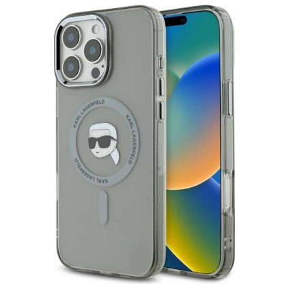 Karl Lagerfeld IML MagSafe iPhone 16 Pro Kovová Karlova hlava