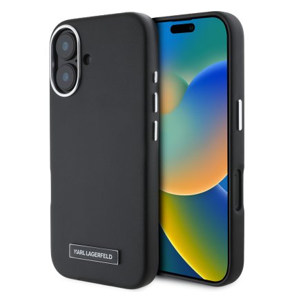 Karl Lagerfeld Leather MagSafe iPhone 16 ružová FW Metal Plate