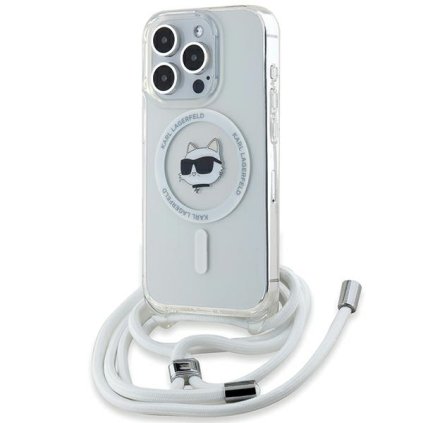 Karl Lagerfeld IML Crossbody MagSafe iPhone 14 Pro Max priehľadný Choupette Head Cord