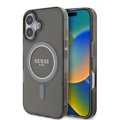 Guess IML Glitter Circle MagSafe GUHMP16SHFGEREK iPhone 16 čierna
