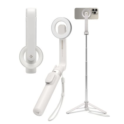 Spigen Selfie Stick S571W MagSafe kompatibilný s tripodom stabilný Bluetooth pre iOS a Android piesková béžová