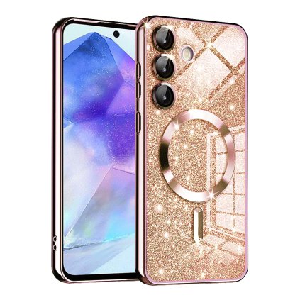 Techsuit Luxury Glitter MagSafe pre Samsung Galaxy A55 5G ružovo-zlatá
