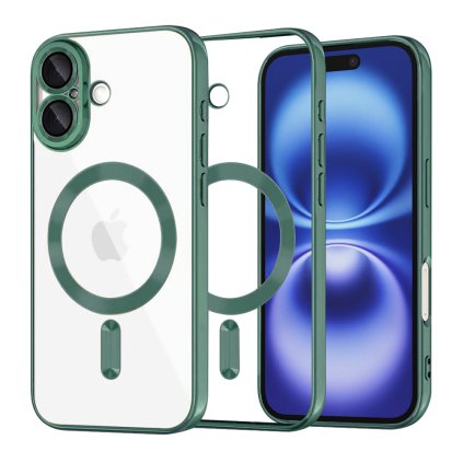 Techsuit Luxury Crystal MagSafe pre iPhone 16 v tmavozelenej