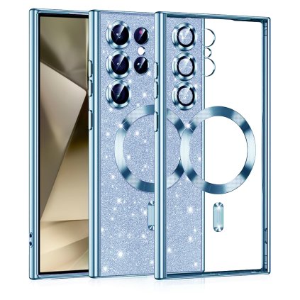 Techsuit Luxusný Trblietavý MagSafe Samsung Galaxy S24 Ultra Svetlomodrý