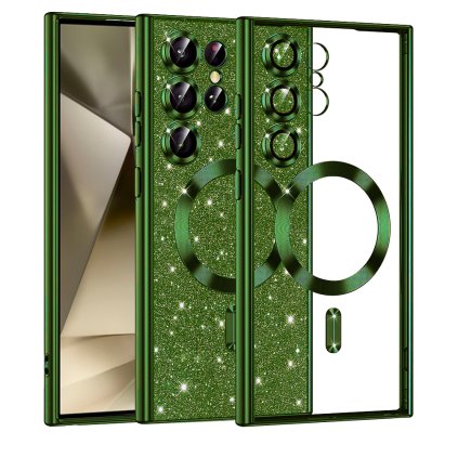 Trblietavý MagSafe Samsung Galaxy S24 Ultra Tmavozelený