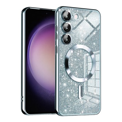 Luxusný Trblietavý MagSafe Samsung Galaxy S23 Plus Svetlomodrý