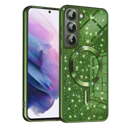 Techsuit Luxusný Trblietavý MagSafe Samsung Galaxy S22 5G Tmavozelený