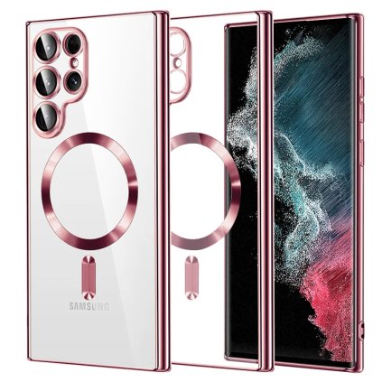 Techsuit Krištáľový MagSafe Samsung Galaxy S22 Ultra Ružový