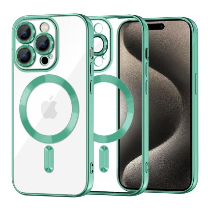 Techsuit Luxusný Krištáľový MagSafe iPhone 15 Pro Max Svetlozelený