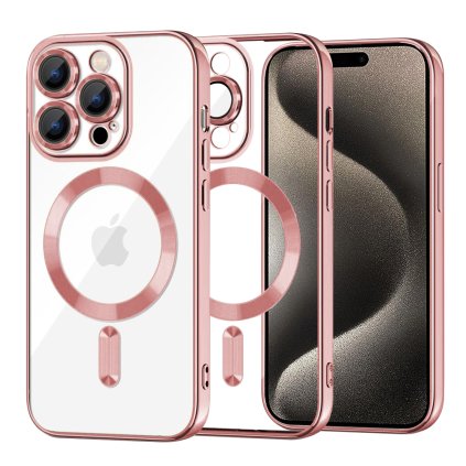Techsuit Krištáľ MagSafe iPhone 15 Pro Max Ružový