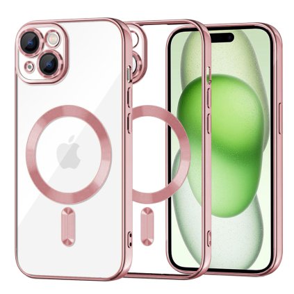 Techsuit Luxusný Krištáľový MagSafe iPhone 15 Plus Ružový