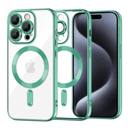 Techsuit Luxusný Kryštál MagSafe iPhone 15 Pro Svetlozelená
