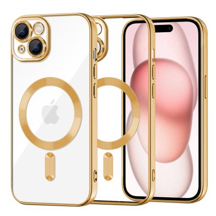 Techsuit Luxusný Krištáľový MagSafe iPhone 15 Zlatý