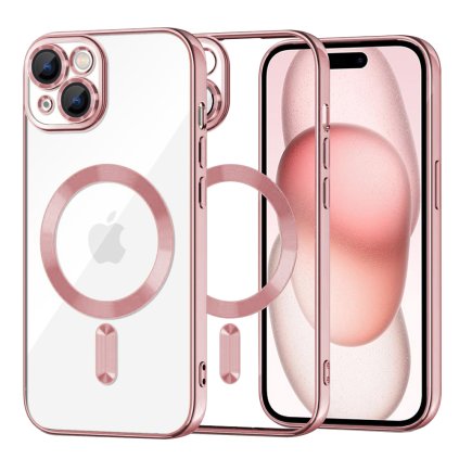Techsuit Luxusný Kryštál MagSafe iPhone 15 Ružový